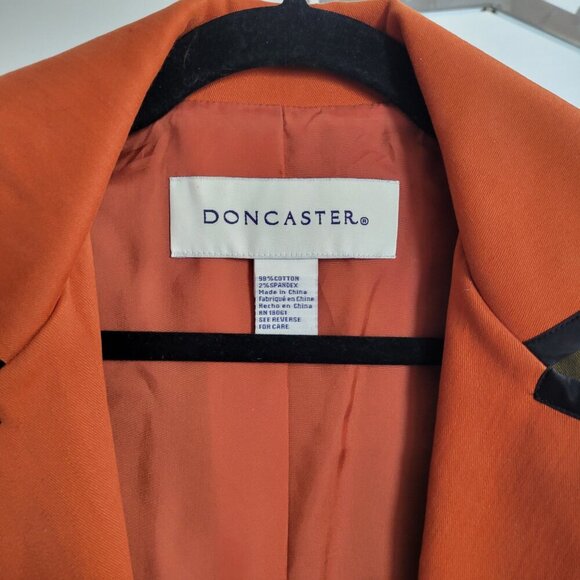 DON CASTER Woman’s Orange Colorblock Coat / Jacket (Size: Small) - Picture 2 of 16